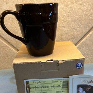 Longaberger Woven Traditions Brown Soft Square Mug NIB